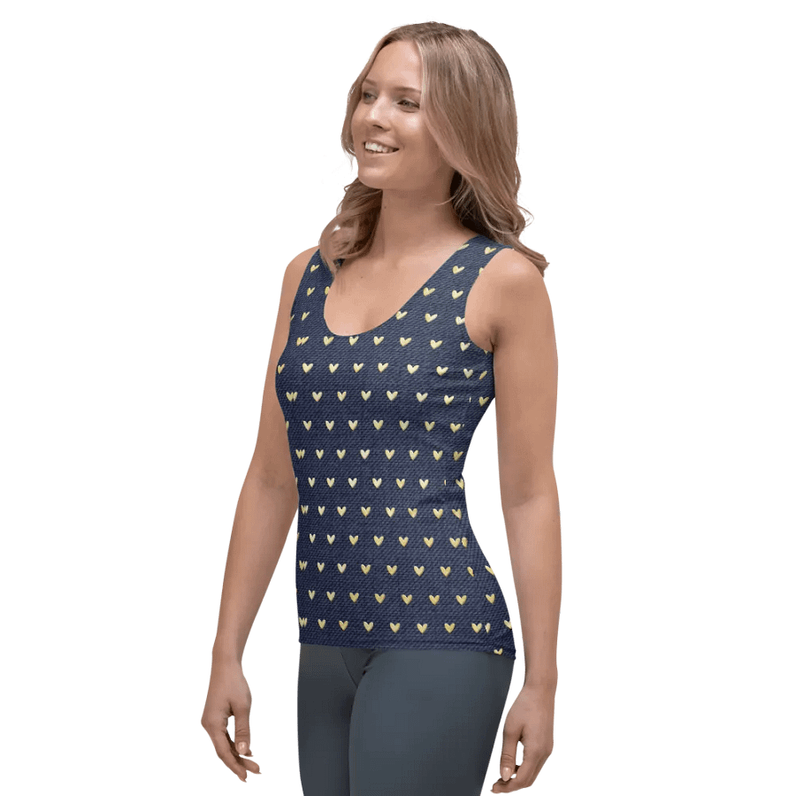 ALL-OVER PRINTED VINTAGE HEARTS PATTERN WOMEN'S TANK TOP product image (3)