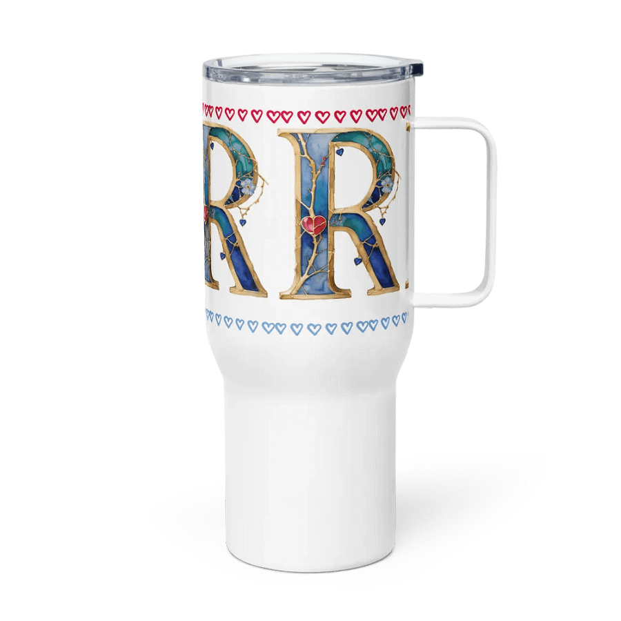 Valentine’s Monogram Letter R(4) Travel Cup product image (4)