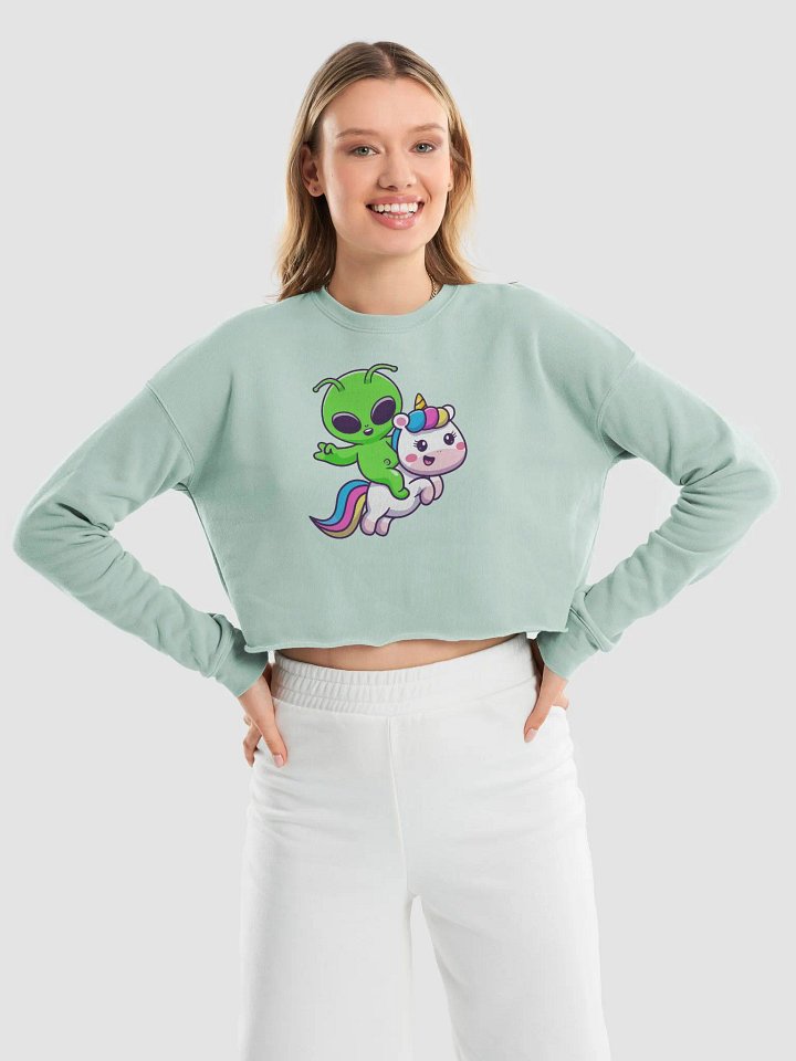 Alien Unicorn Cropped Fleece Sweatshirt product image (2)