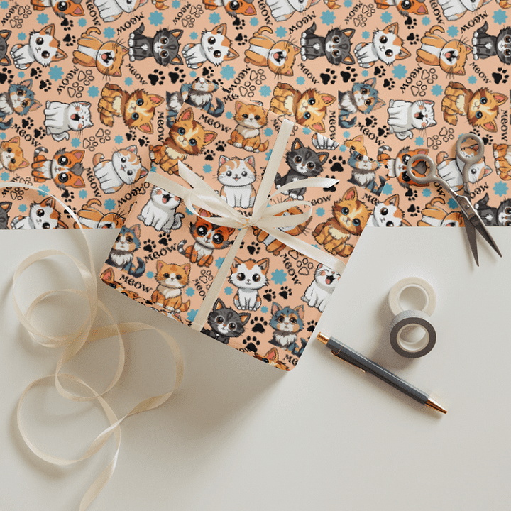 Meow Magic Wrapping Paper - Peach product image (1)