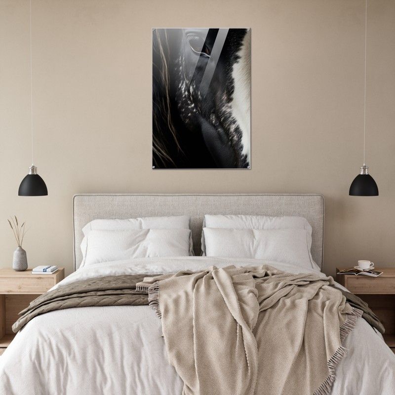 BLACK, WHITE HORSE FACE GLOSSY ACRYLIC PRINT product image (5)