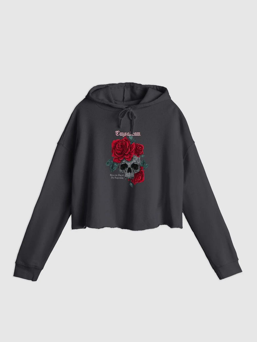 Gothic Skull and Roses Cropped Hoodie product image (2)