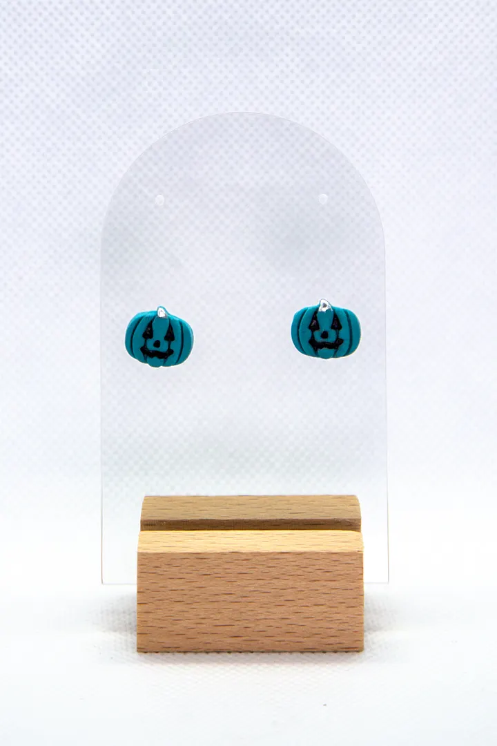 Teal Jack'o'lantern Studs product image (2)