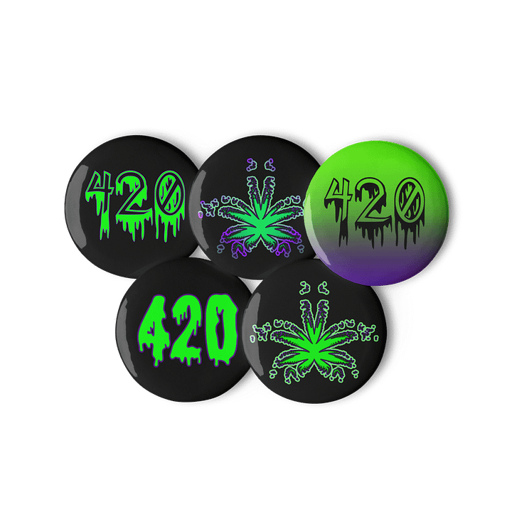420 Green Purple Pot Leaf Pins, Creepy Cannabis Pin Button Set, Weed Lover Stoner Accessories product image (1)