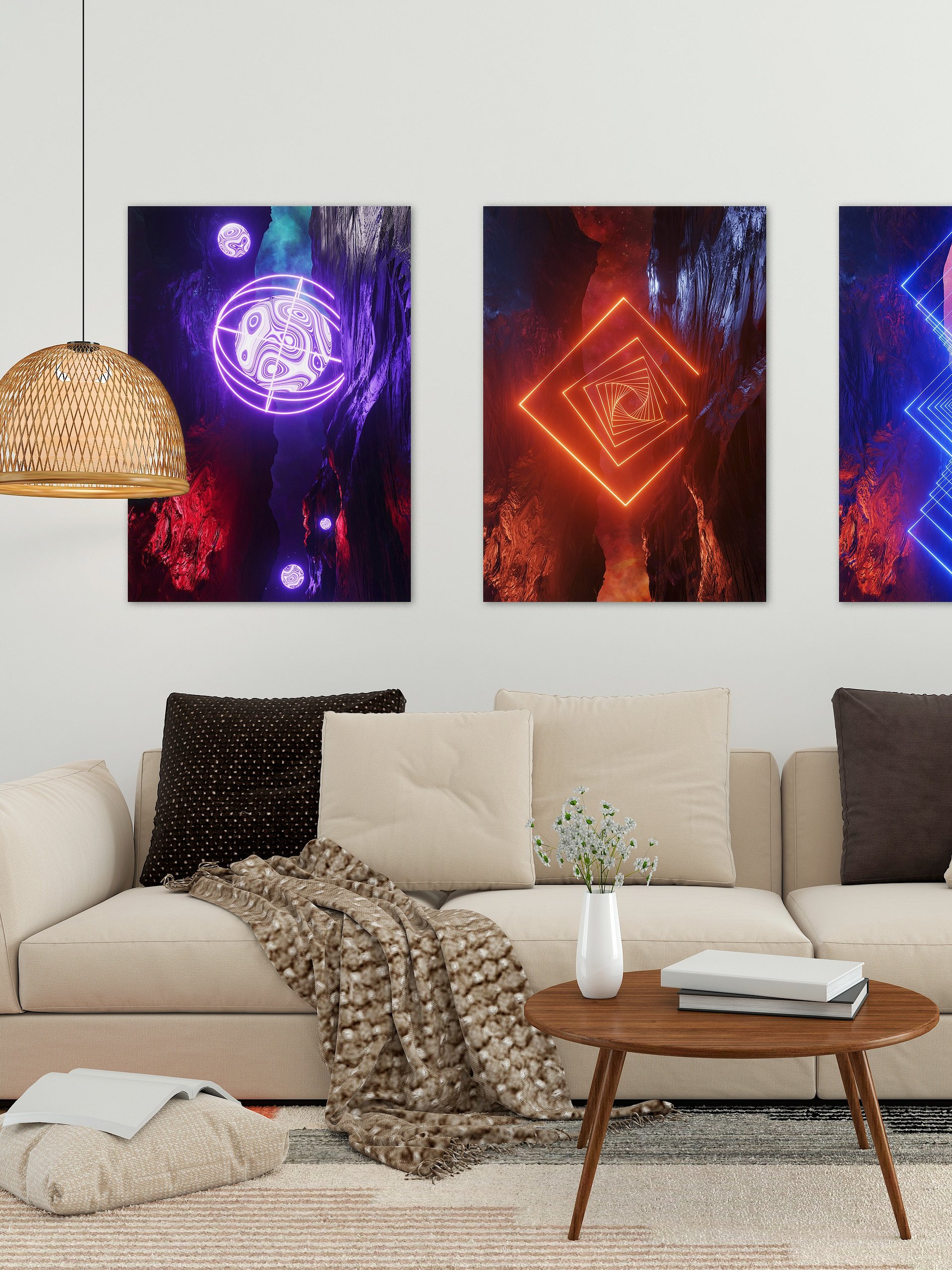 Neon landscape: Sphere [synthwave/vaporwave/cyberpunk] — Aesthetic retrowave poster product image (7)