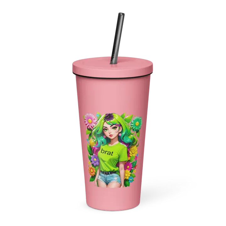 Brat 20 oz Tumbler Cup - Pink - Insulated Tumbler with a Straw v4 product image (1)