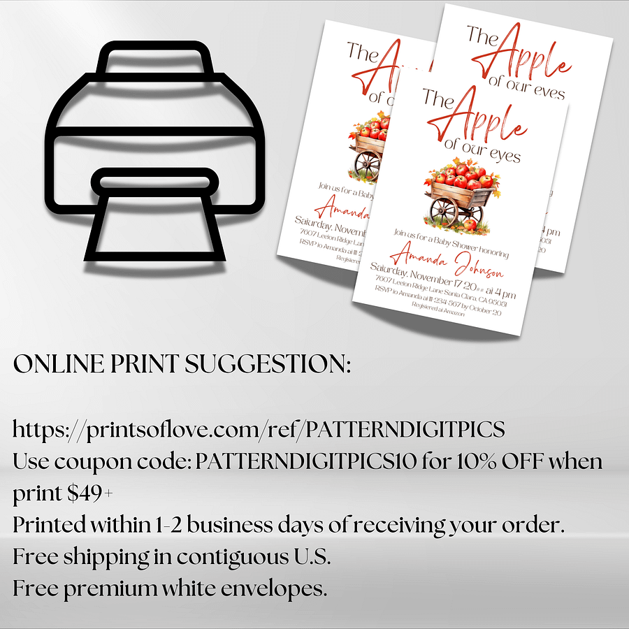 Apple Baby Shower Invitation - Fall Harvest Watercolor Apple of Our Eyes Party Invite, Digital Download Canva Template product image (9)
