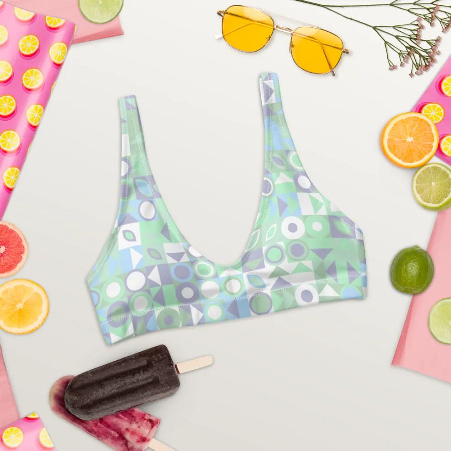 Colorful Vector Patterns Design Padded Bikini Top - v15 product image (5)