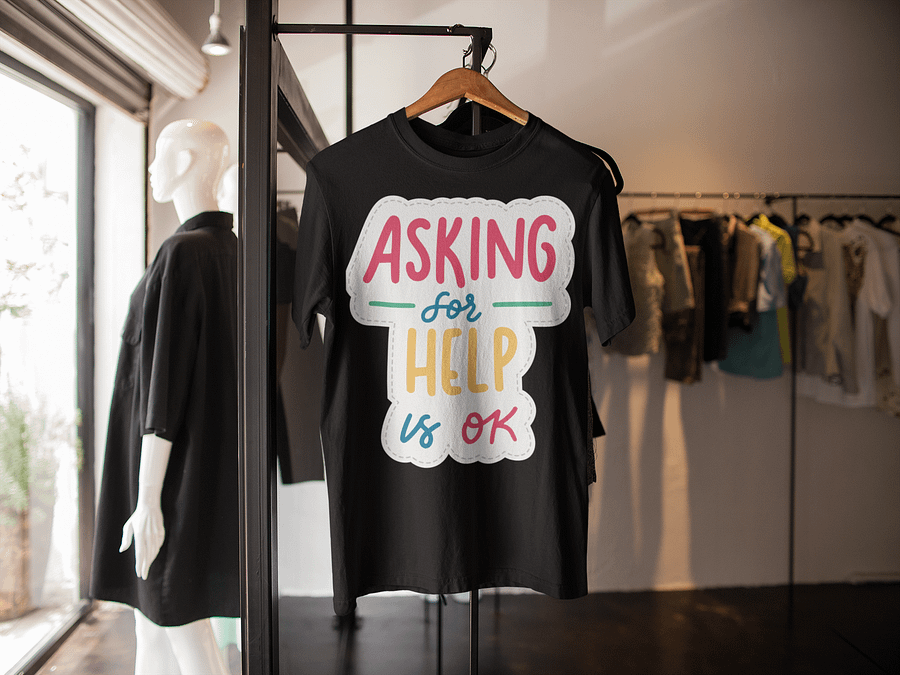 Asking For Help Is OK Black Unisex T-Shirt product image (2)