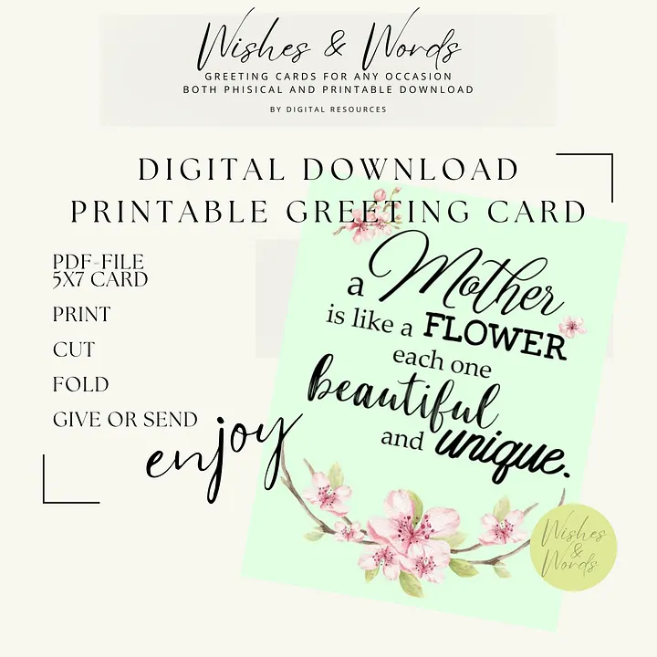 Mothersday Greeting Card - Printable Digital Download product image (1)