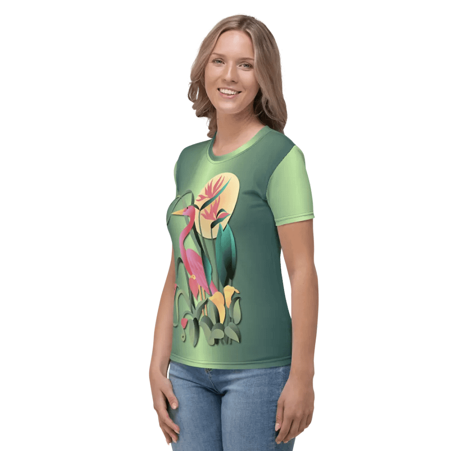 Tropical Floral Flamingo All Over Print T-shirt product image (3)