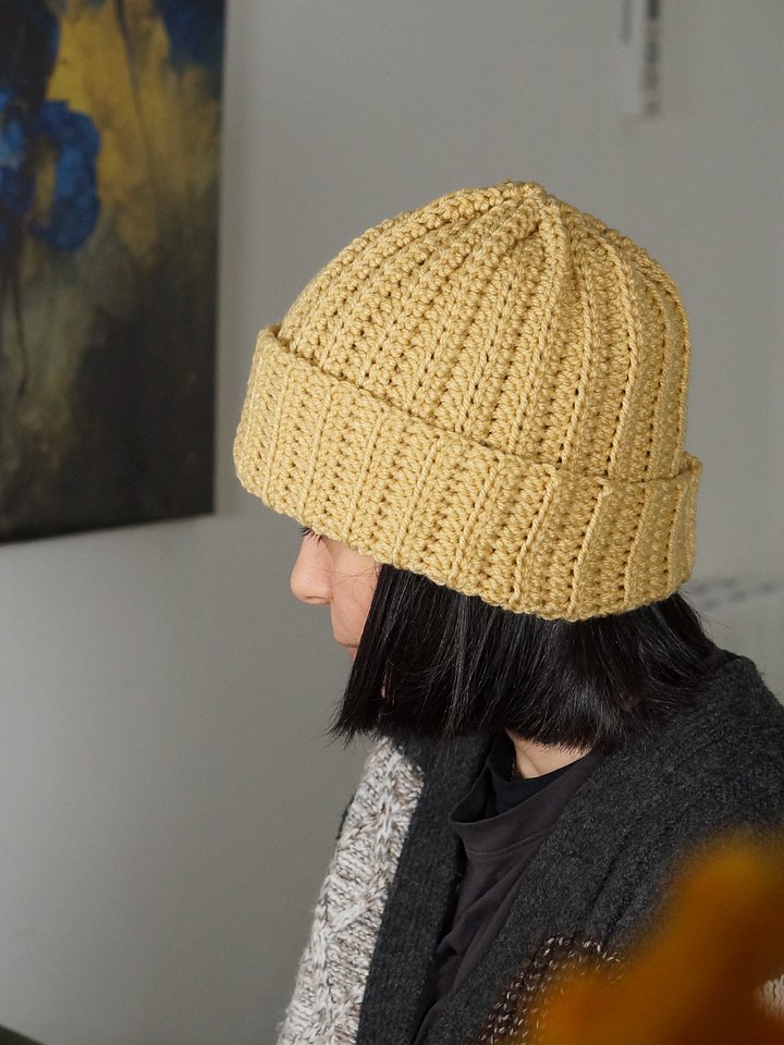 Ribbed beanie crochet pdf pattern product image (1)