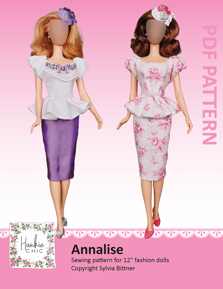 Annalise sewing pattern for 12" fashion dolls product image (1)