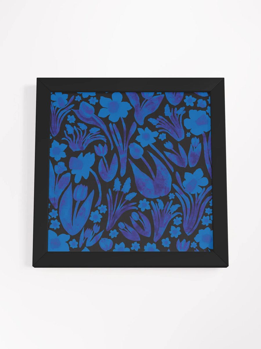 Spring Garden Royal Blue on Black | Square Print | by Monique Faella Designs™ | Framed Coastal Wall Art | Museum-Quality Print product image (4)