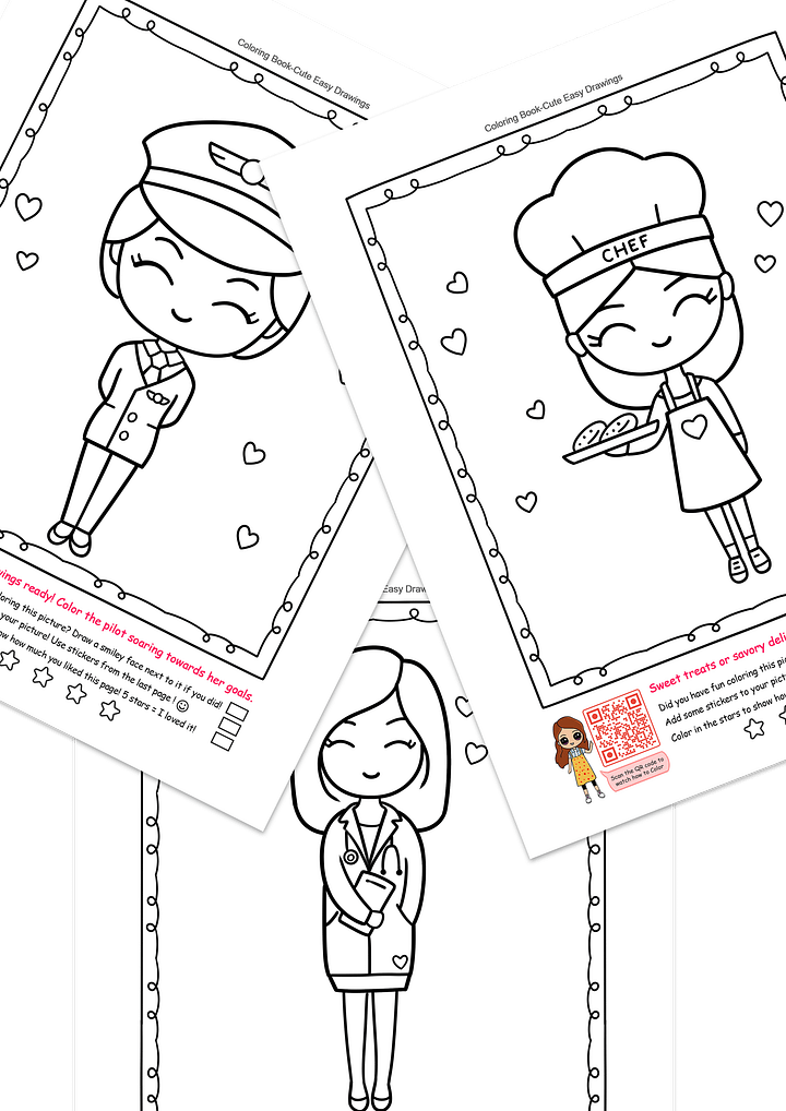 Cute Easy Drawing – Girls in Professions - Digital Download product image (2)