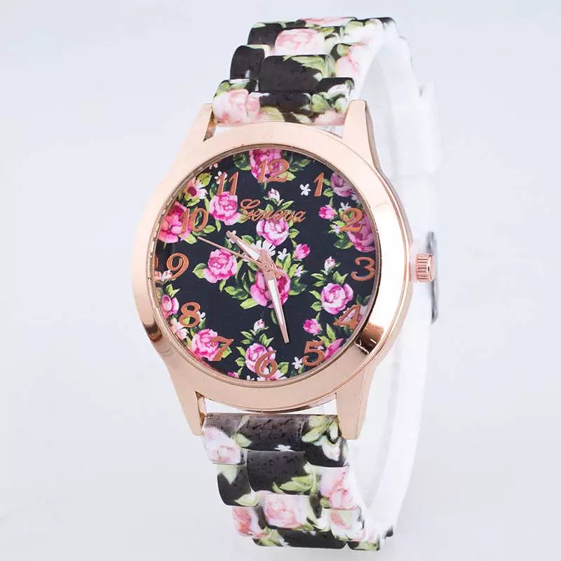 Printed Flowers Fashion Watch Watches Quartz Analog Women Wristwatch Girls product image (3)