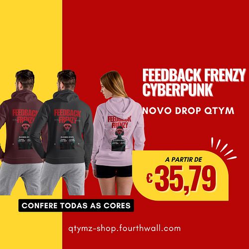 Malta, chegou a cena que vai virar cabeças nas ruas! O hoodie “Feedback Frenzy Cyberpunk” já aterrou na QTYM e está brutal. V...