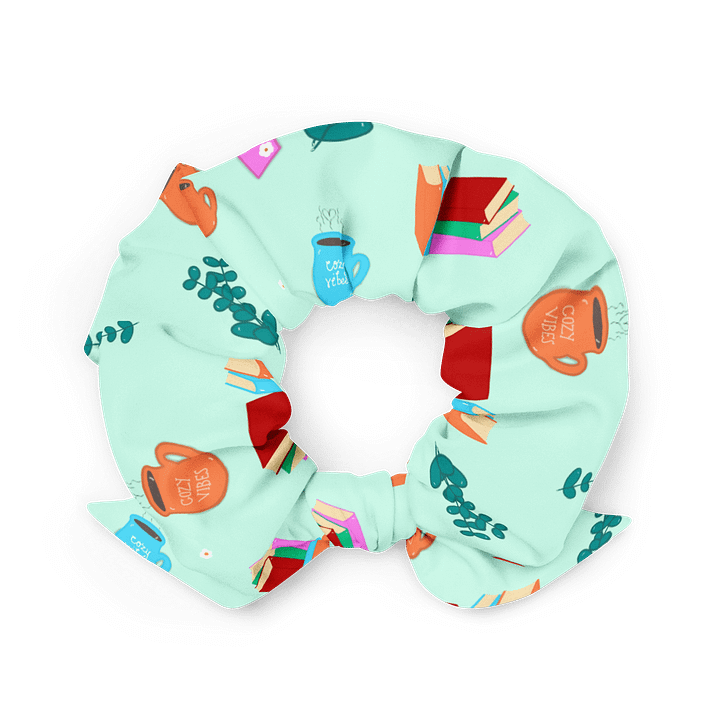 Cozy Book Lovers Pattern- Mint Background Scrunchie product image (2)
