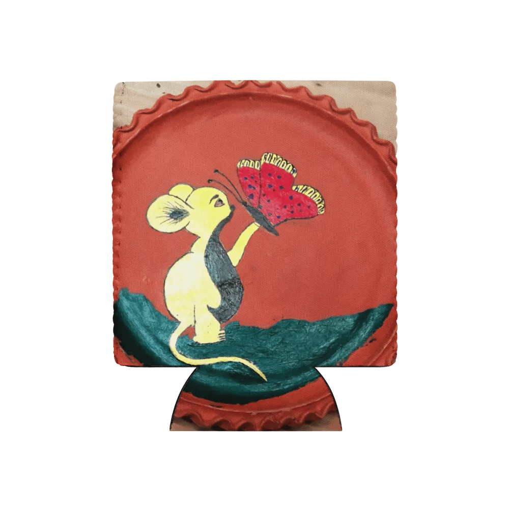 Whimsical Mouse and Butterfly Can Cooler product image (1)