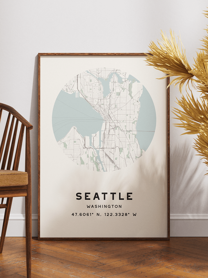 Seattle Street Map Poster – Beige Minimalist Circular City Art product image (1)