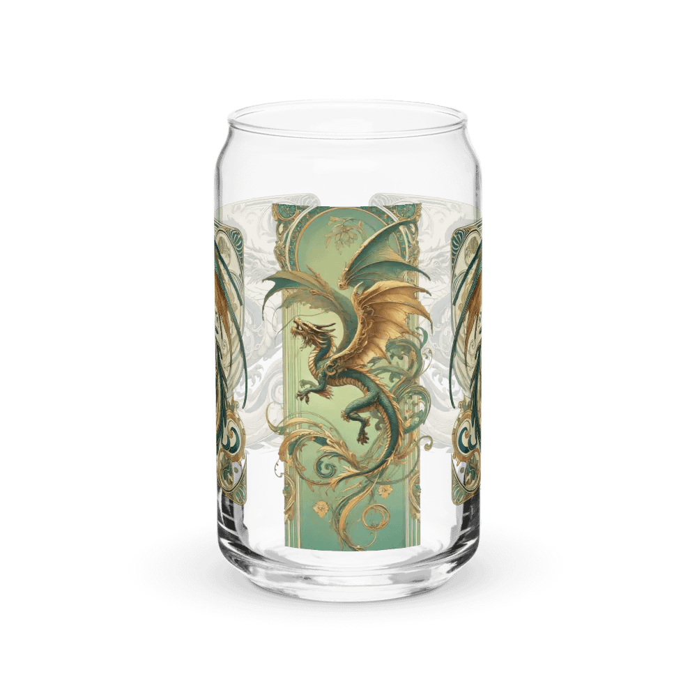 Art Nouveau Dragon Can-Shaped Glass Cup – Unique, Artistic Drinkware product image (2)
