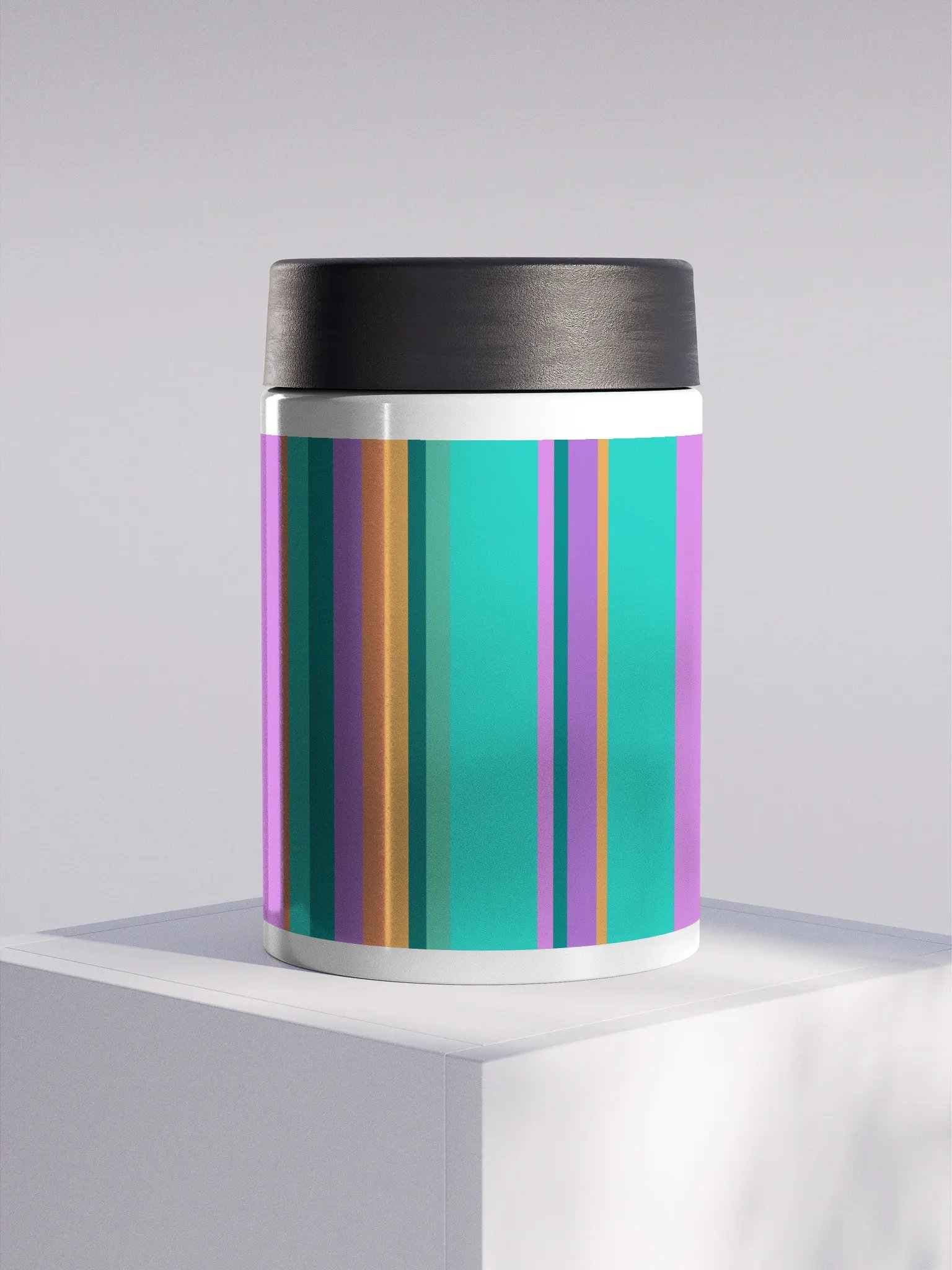 Colorful Striped Party Time! Stainless Steel Koozie product image (1)