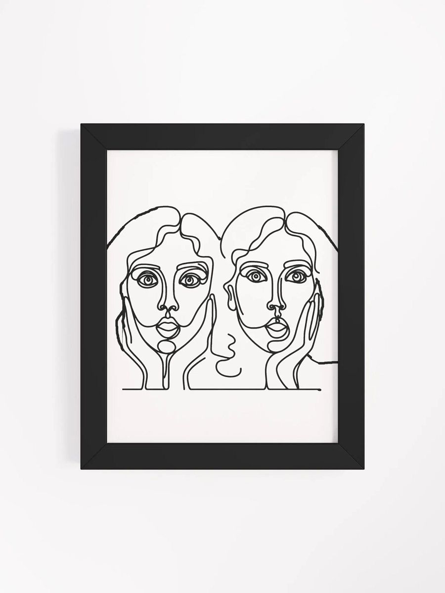 Shocked Women Expression Line Art Wood Framed Matte Poster product image (48)