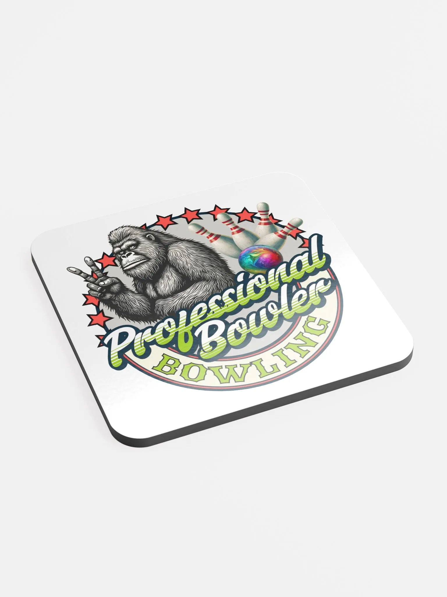 Professional Bowler Sasquatch Bowling Glossed Cork Coaster product image (3)