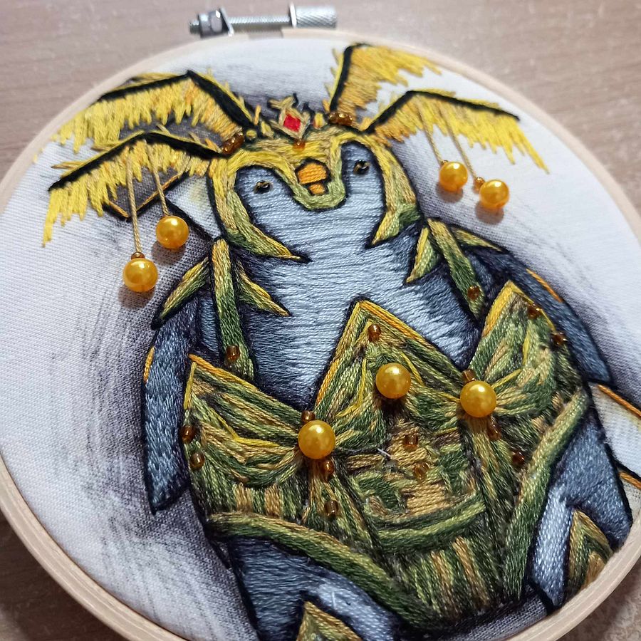 Penguin Knight Embroidery Hoop Art product image (3)