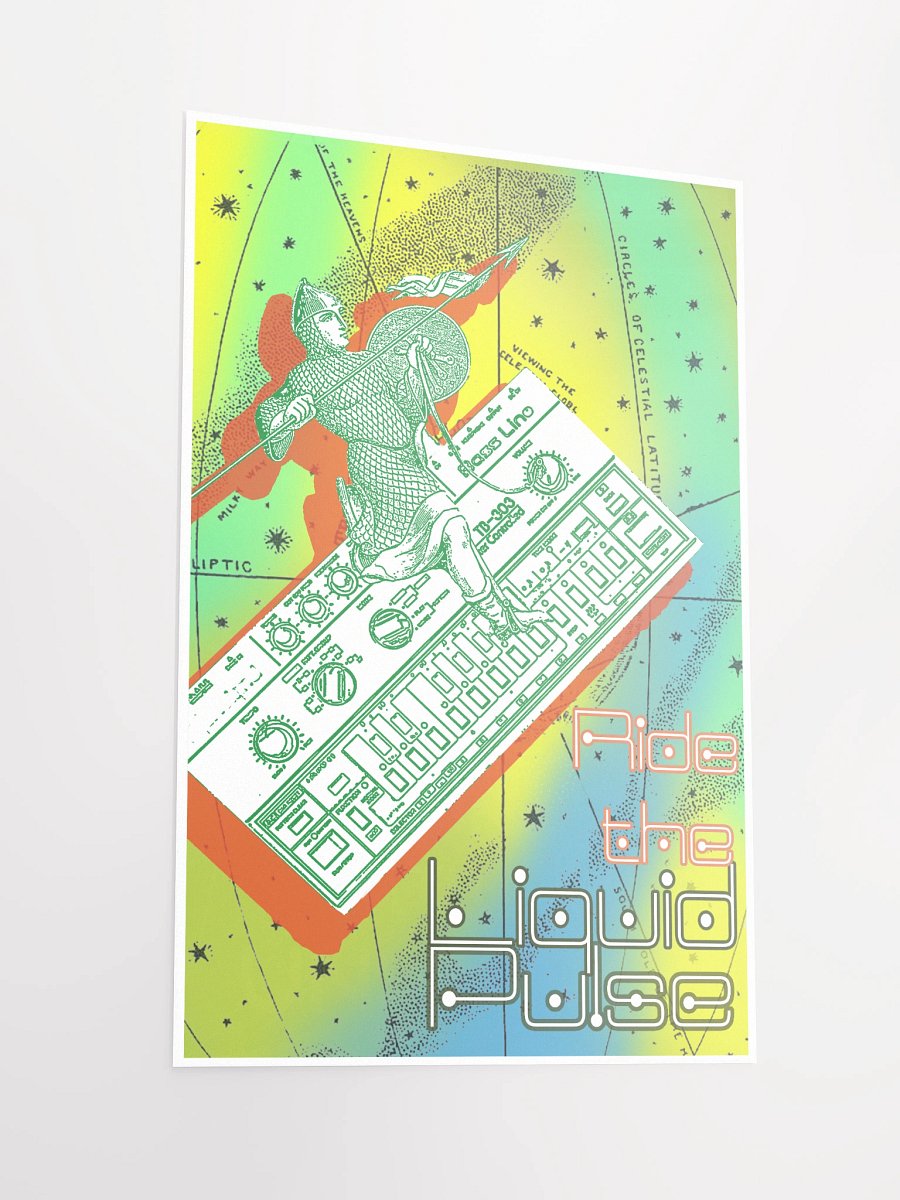 Ride the Liquid Pulse, TB303 tribute, by Frank Fonik, Techno EDM Matte Paper Poster product image (1)