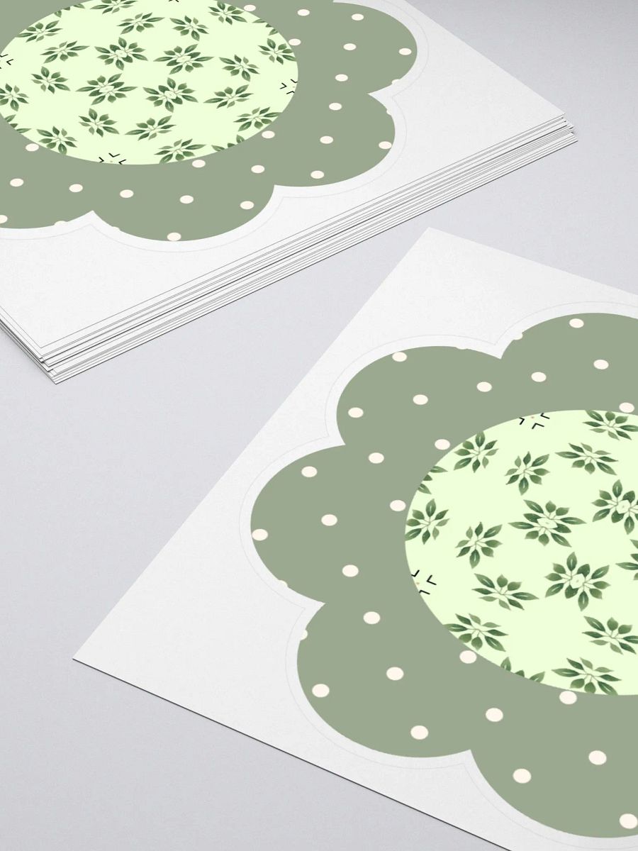 Green Floral Sticker – Dotted Petals and Green Patterned Center product image (4)