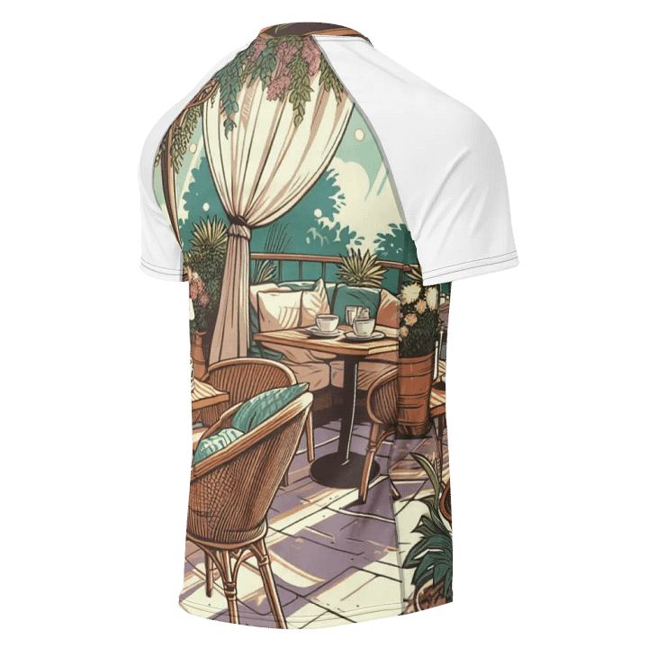 Café Serenity Men's Rash Guard | AI Design product image (2)