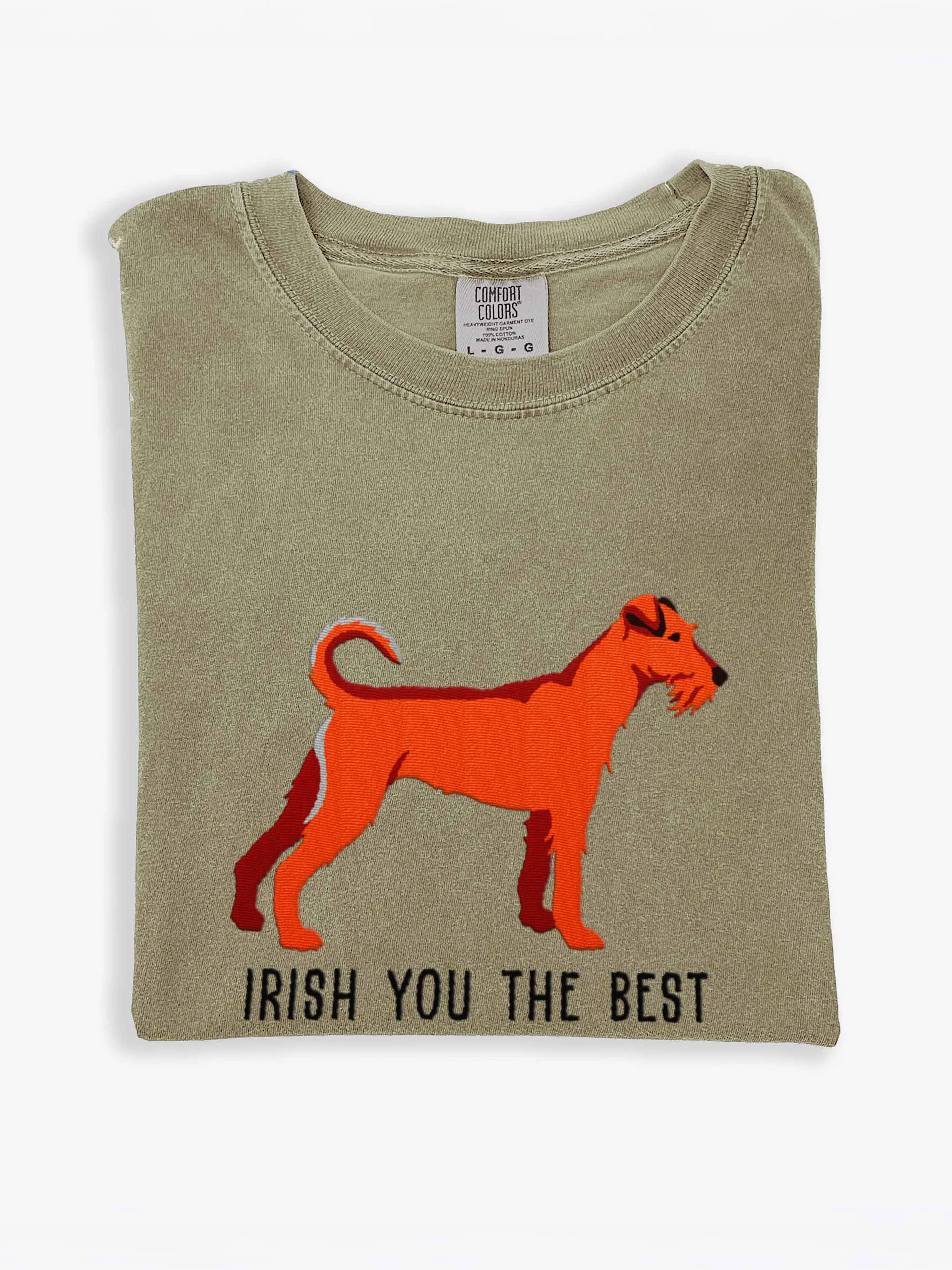 Irish You the Best T-Shirt(Embroidered) of an Irish Terrier(Red) product image (1)