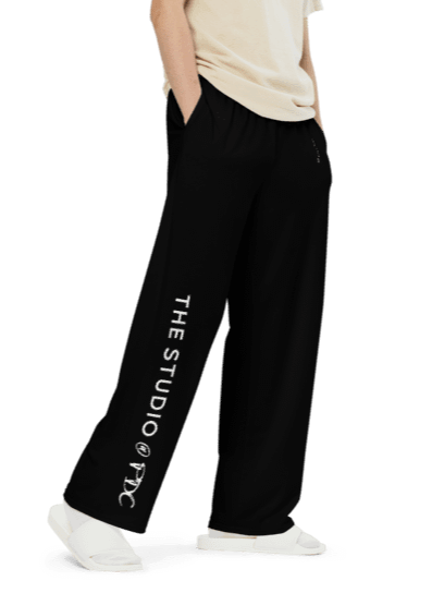 Wide Legged Comfy Pants | Black with White Text/Logo product image (4)
