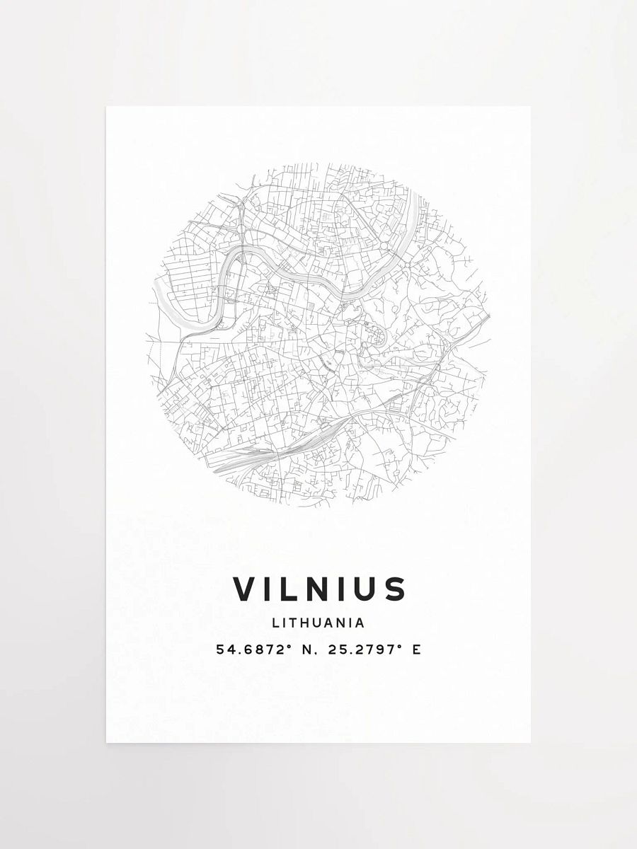 Vilnius Street Map Poster – White Minimalist Circular City Art product image (3)