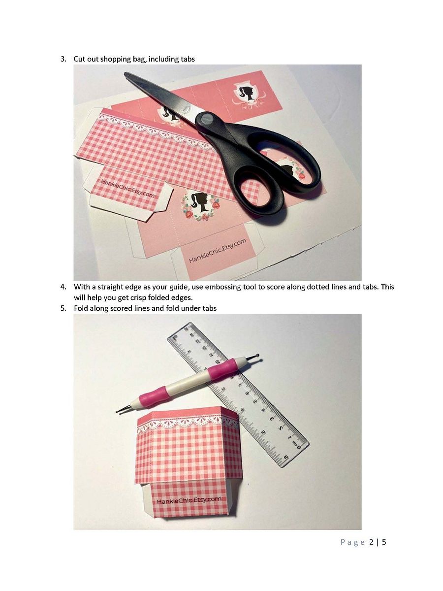 1:6 scale printable PDF shopping bags for 12" fashion dolls product image (6)