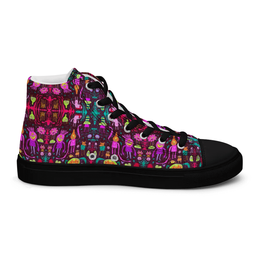 Abstract Darker Doodle Creatures Ladies High Top Canvas Shoes product image (12)