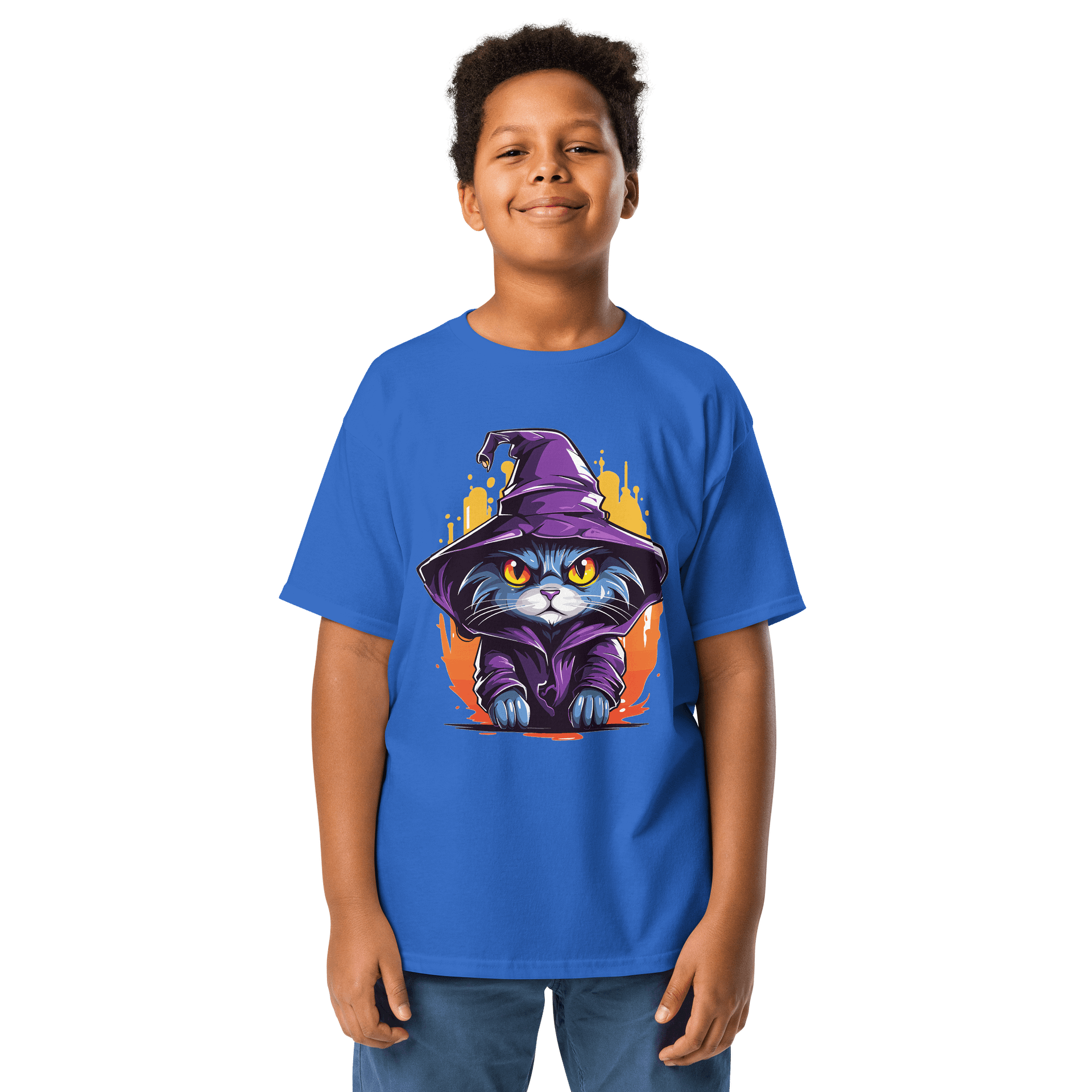 Kids Wizard Cat Youth T-Shirt | Funny Halloween Shirt for Boys & Girls product image (1)