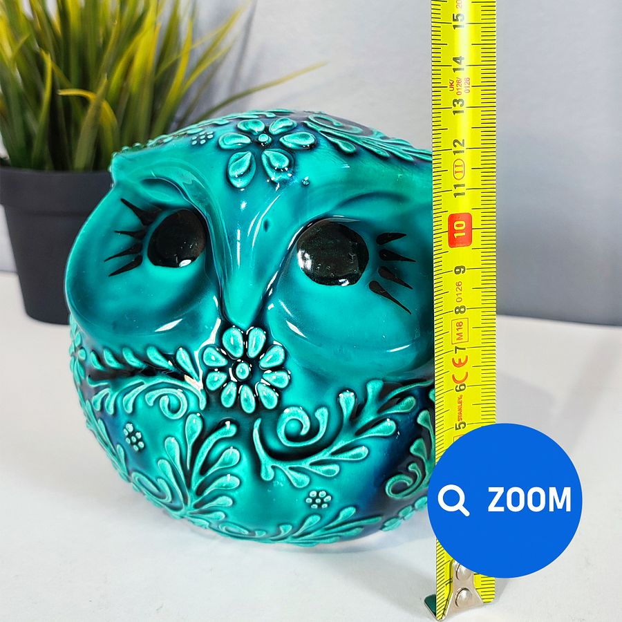 Ceramic turquoise owl — handmade pottery, handmade ceramic, home decor, handmade gift, Turkish ceramic product image (7)