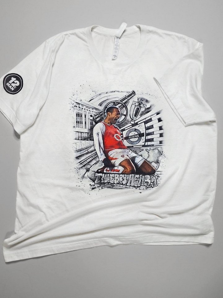 Thierry Henry Arsenal T-Shirt – Front Print Football Artwork (12th Man Podcast Exclusive) Recycled Materials product image (1)