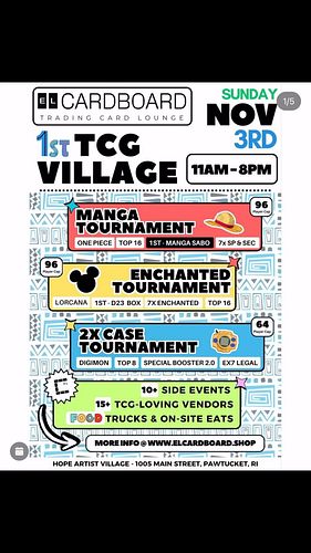 We are Proud to be a Vendor At the 1st TCG VILLAGE hosted by @el_cardboard ! We are Pumped to be selling and BUYING at the ev...