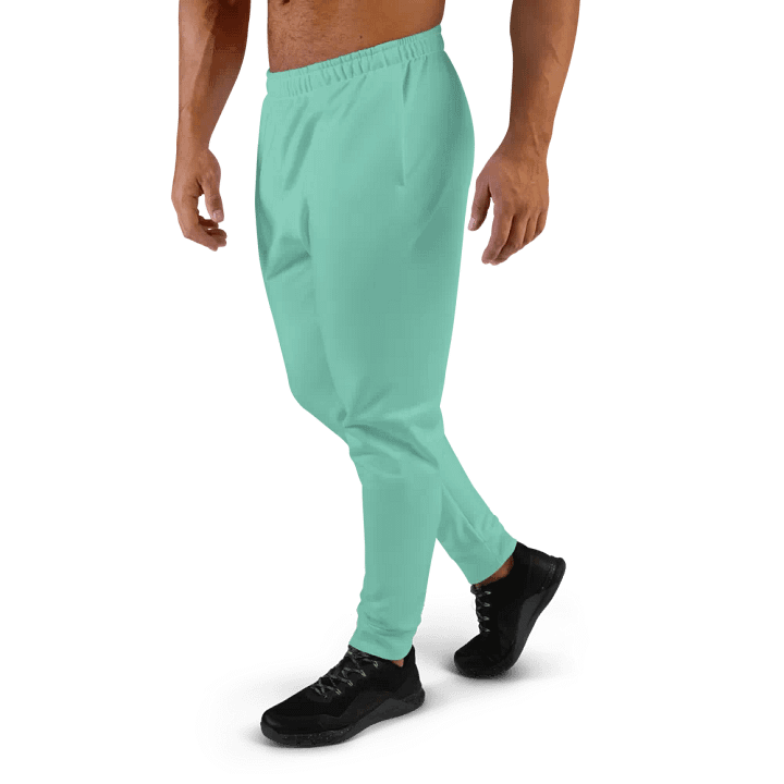 Plain Light Pastel Green Light Summer Recycled Polyester Premium Men's Joggers by Treasure Pie product image (2)