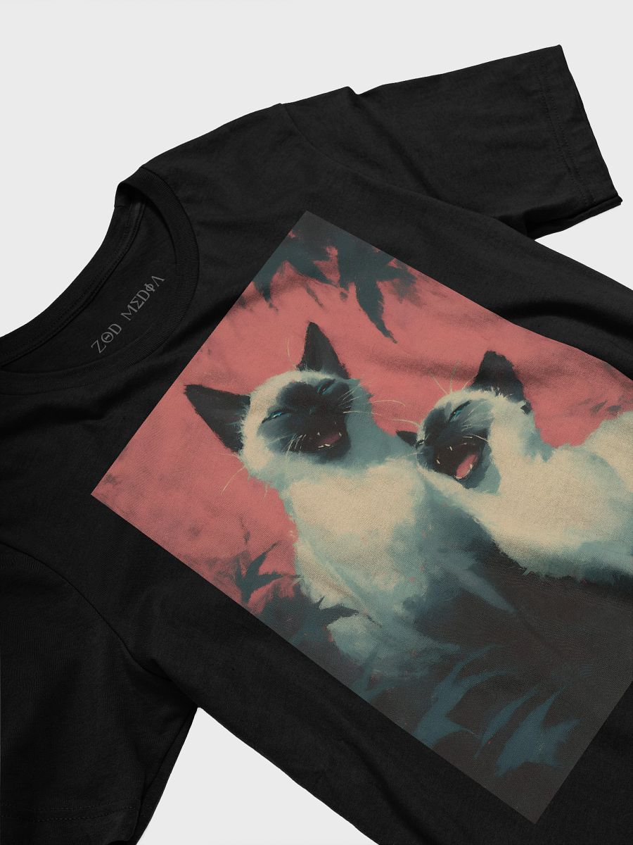 Playful Cat Duo T-Shirt – Artistic Siamese Cats Graphic Tee for Cat Lovers product image (3)