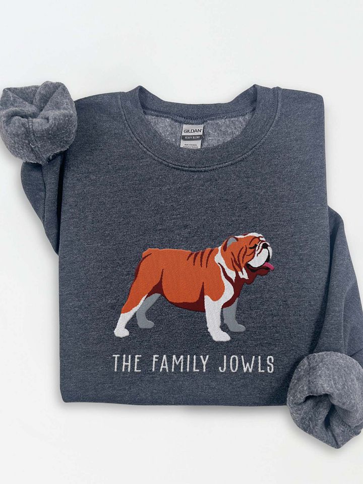 The Family Jowls Sweatshirt (Embroidered) of an English Bulldog product image (1)