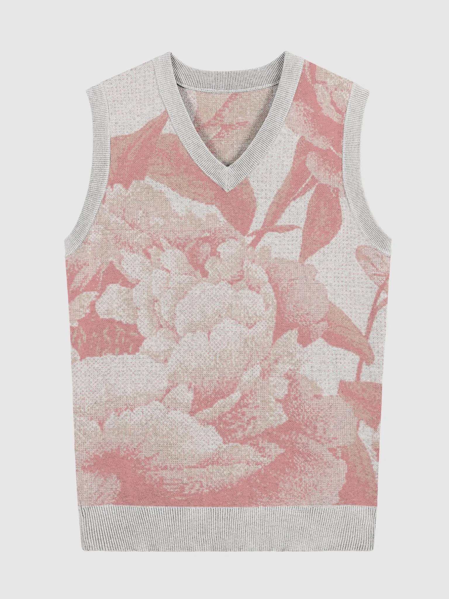 Floral Bliss Coral III Knitted V-Neck Vest product image (1)
