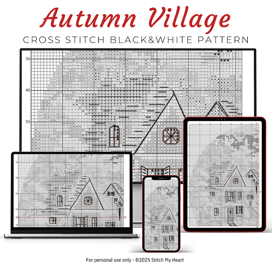 Autumn Village Cross Stitch Pattern product image (4)