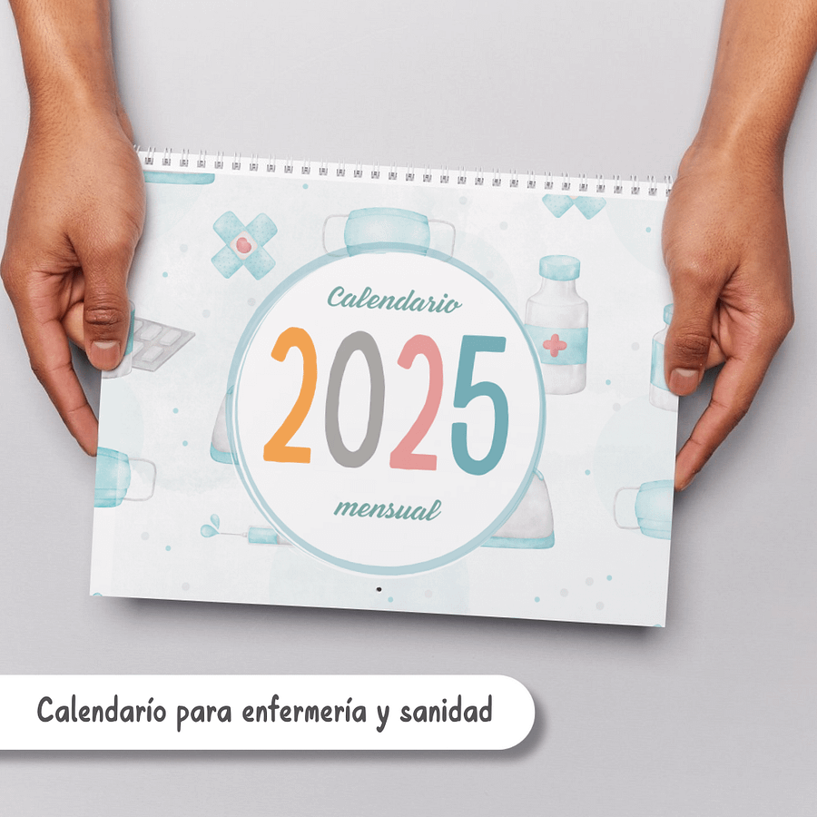 Calendario 2025, Imprimible, Enfermeras y TCAEs, A4 product image (1)