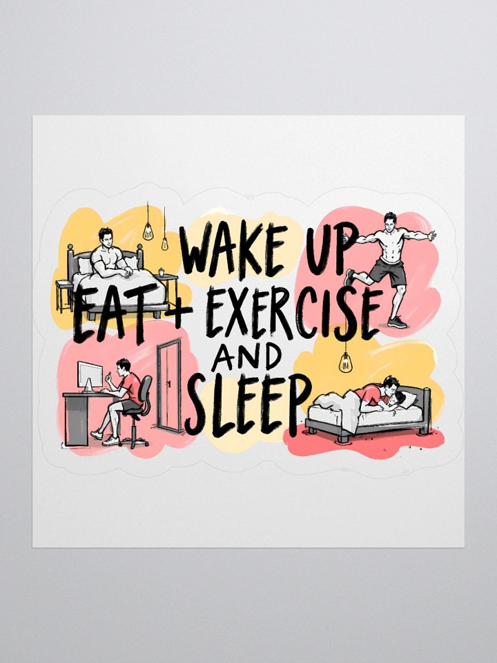 Daily Routine | Wake Up, Eat, Exercise, Sleep Art Sticker product image (1)