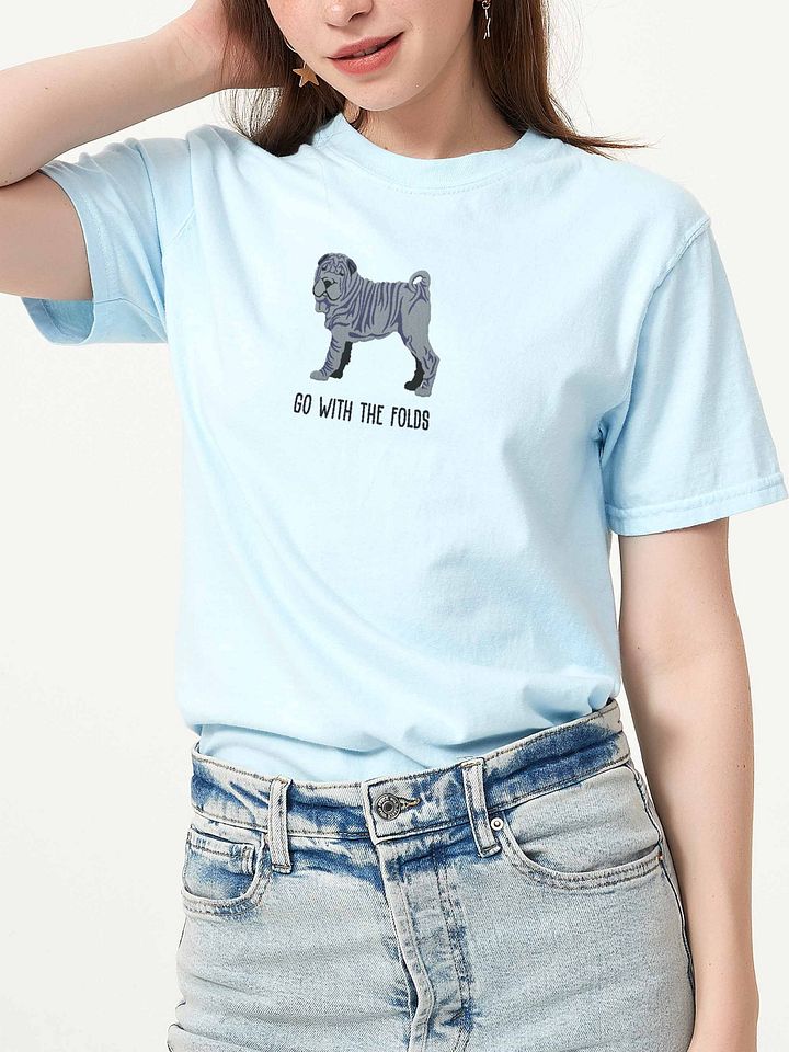 Go with the Folds T-Shirt(Embroidered) of a Chinese Shar-Pei(Blue) product image (2)