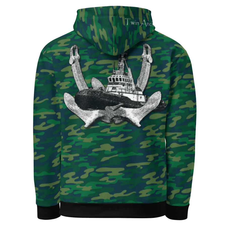 Teal Camouflage Twin Anchor Marco tug Hoodie product image (1)
